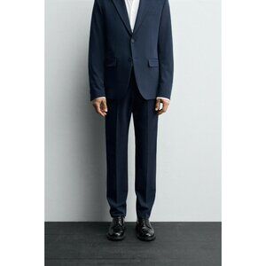 Zara Mens Pants EU 42 US 32 Blue Comfort Suit Trousers Slim Fit 4337/999 NWT